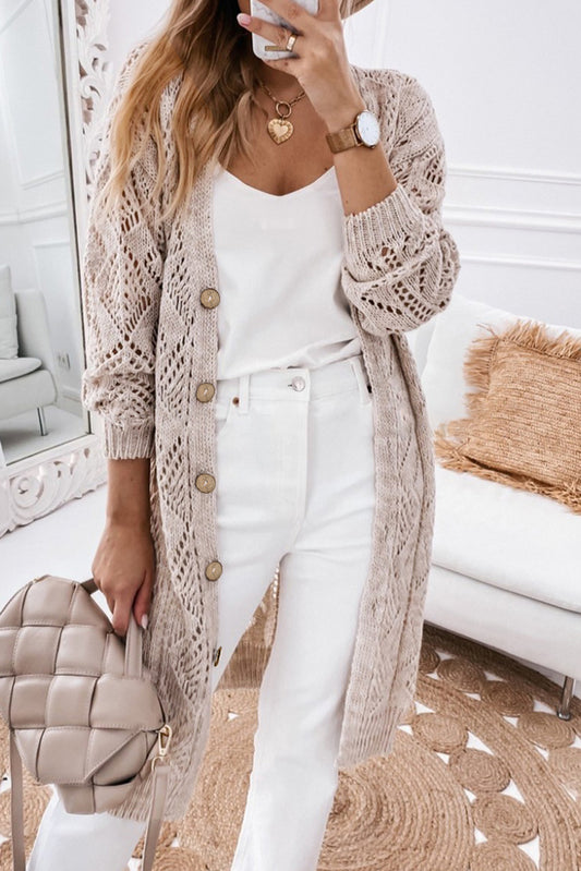 V-Neck Long Sleeve Cardigan - Cheeky Chic Boutique