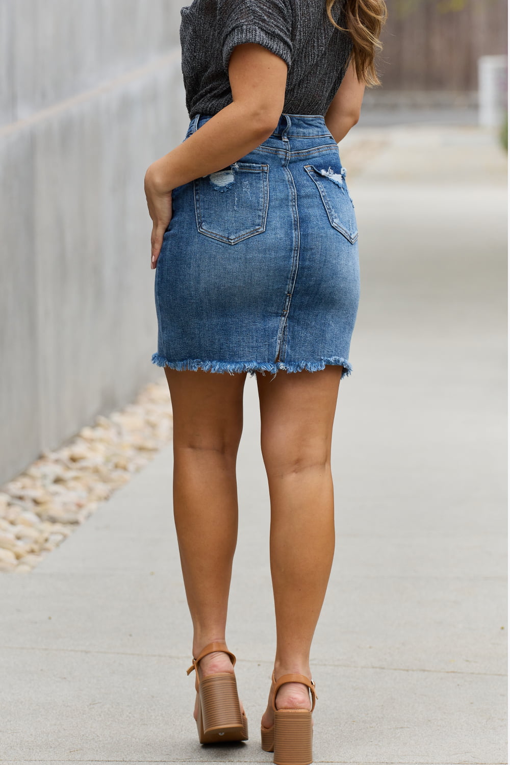 RISEN Amelia Full Size Denim Mini Skirt - Cheeky Chic Boutique