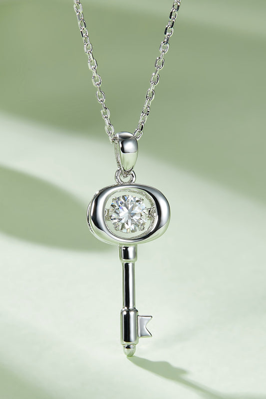 Bella Moissanite Key Pendant Necklace - Cheeky Chic Boutique